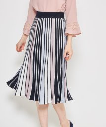 tocco closet(トッコクローゼット)/【TVドラマ着用】タック編みカラフルストライプニットスカート/NAVY