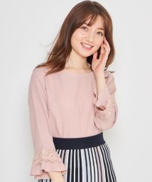 tocco closet(トッコクローゼット)/【美人百花5月号掲載】レース付き袖口フレアスカラネックトップス/PINK