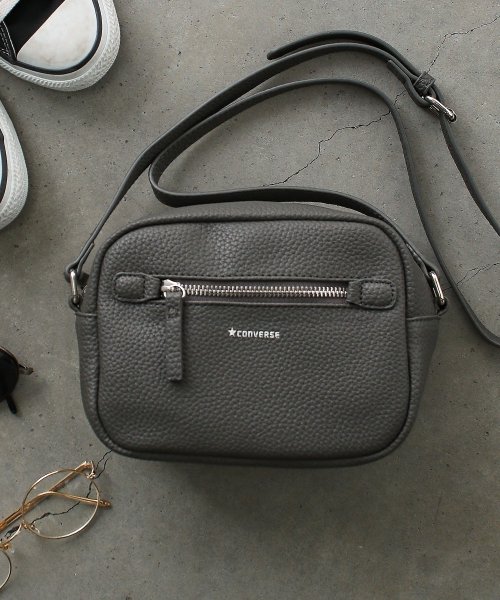 CONVERSE(コンバース)/CONVERSE PU Shoulder Bag フェイクレザーショルダーバッグ/M･ｸﾞﾚｰ