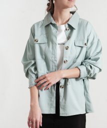 Fizz(フィズ)/【2021新作】胸ポケット付き ドロストデザインシャツ mitis SS/ライトグリーン