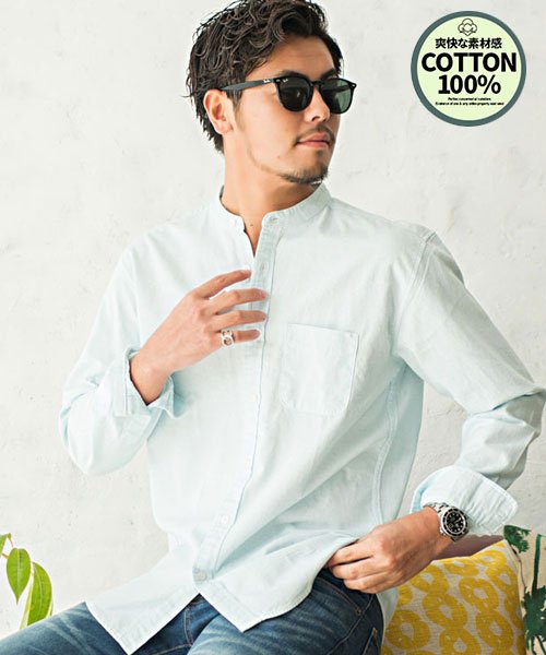 Cavaria バンドカラー長袖パナマシャツ メンズ シャツ 長袖 おしゃれ パナマシャツ カジュアル ブランド バンドカラー 無地 ストライプ 綿100 コ キャバリア Cavaria Magaseek