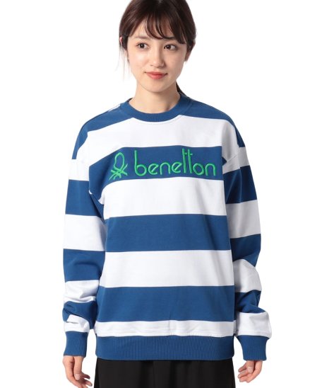 BENETTON (women)(ベネトン（レディース）)/ヘリテージロゴボーダースウェットトップス/ブルー