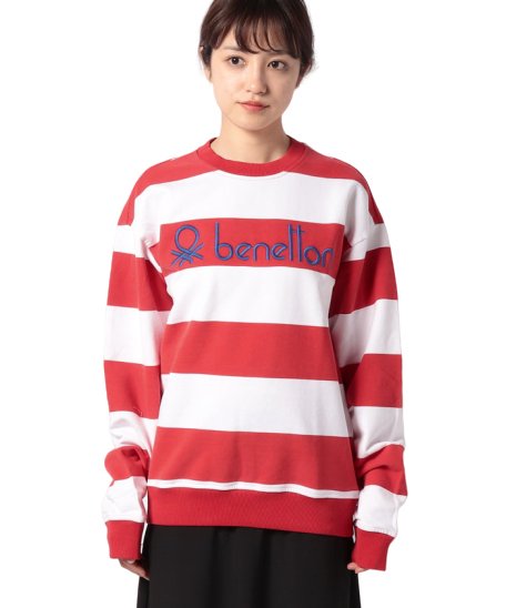 BENETTON (women)(ベネトン（レディース）)/ヘリテージロゴボーダースウェットトップス/レッド