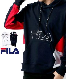 MARUKAWA(マルカワ)/【FILA】フィラ　ロゴプリント　脇切替え　裏毛　パーカー  ユニセックス/ネイビー