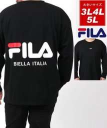 MARUKAWA(大きいサイズのマルカワ)/【FILA】フィラ 大きいサイズ ビッグシルエット ミニロゴ刺繍 バックロゴプリント　長袖Tシャツ ロンＴ/ブラック