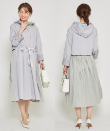 tocco closet luxe(トッコクローゼットリュクス)/２ＷＡＹフード付き袖口レース装飾バックプリーツロングブルゾン/ICEGRAY