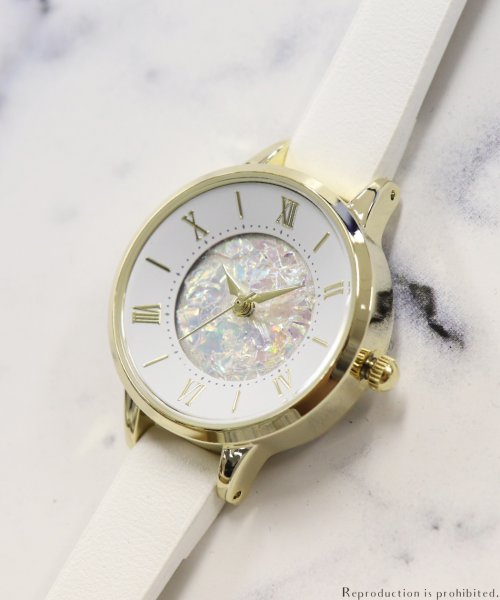 nattito(ナティート)/【メーカー直営店】腕時計 レディース 革ベルト クラッシュラメ ミーユ フィールドワーク GY010/ホワイト