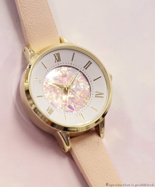 nattito(ナティート)/【メーカー直営店】腕時計 レディース 革ベルト クラッシュラメ ミーユ フィールドワーク GY010/ピンク