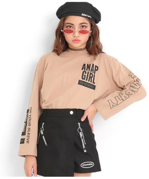 ANAP　GiRL(アナップガール)/ビッグサイズロングTシャツ/ベージュ