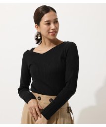 AZUL by moussy(アズールバイマウジー)/SHOULDER STRAP KNIT TOPS/BLK