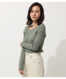 AZUL by moussy(アズールバイマウジー)/SHOULDER STRAP KNIT TOPS/L/KHA1