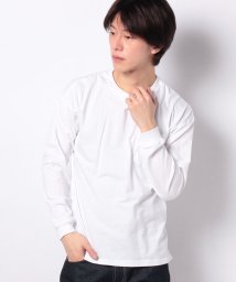 MARUKAWA(マルカワ)/無地　ビッグシルエット　ポケット付き　長袖Tシャツ/ホワイト