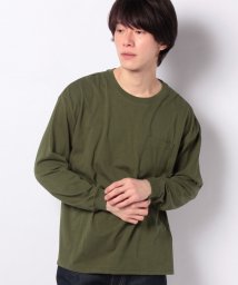 MARUKAWA(マルカワ)/無地　ビッグシルエット　ポケット付き　長袖Tシャツ/オリーブ