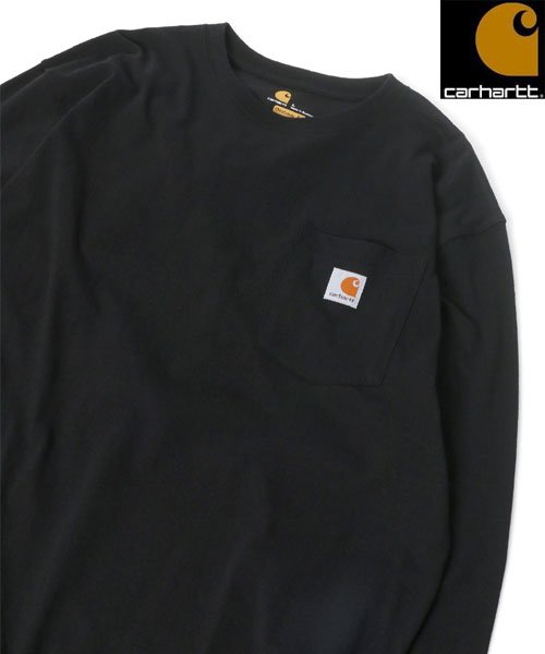 MARUKAWA(マルカワ)/【Carhartt】カーハート　USサイズ　無地　ポケット付き　ピスネーム　長袖Tシャツ 春 ロンＴ/ブラック