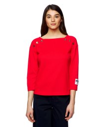 BENETTON (women)(ベネトン（レディース）)/コットンピケメタルボタンボートネック7分袖トップス/レッド