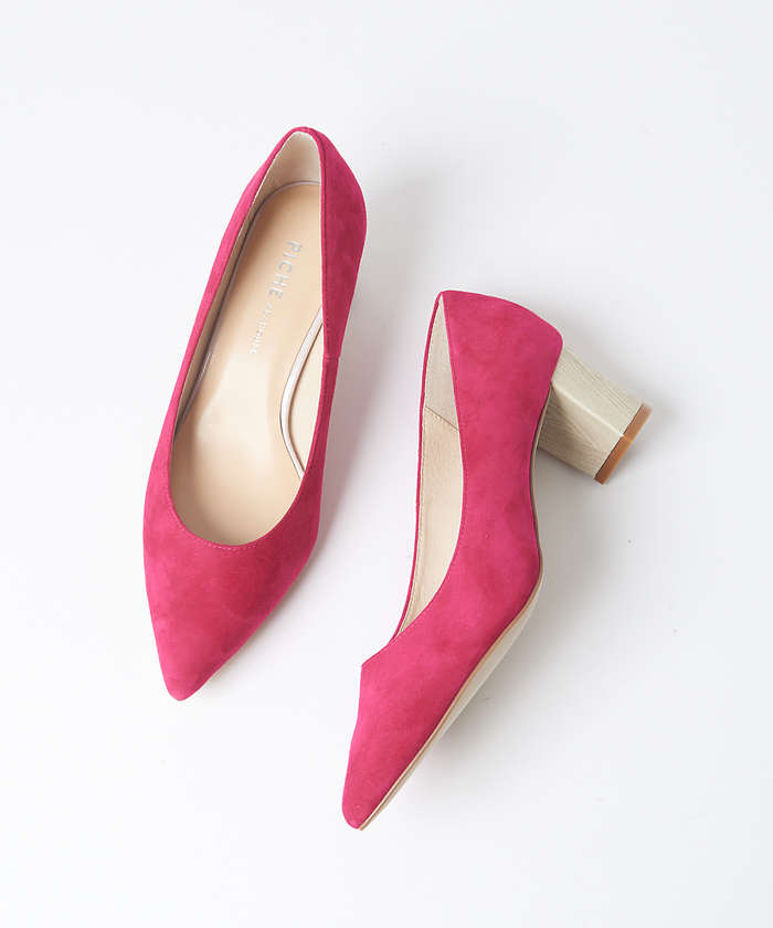 AuBANNISTER 【生活防水】チャンキーヒールパンプス ピンク 35 AuBANNISTER 【生活防水】チャンキーヒールパンプス ピンク 35