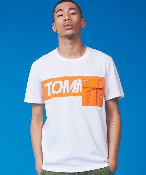 TOMMY JEANS(トミージーンズ)/コントラストポケットTシャツ/ホワイト