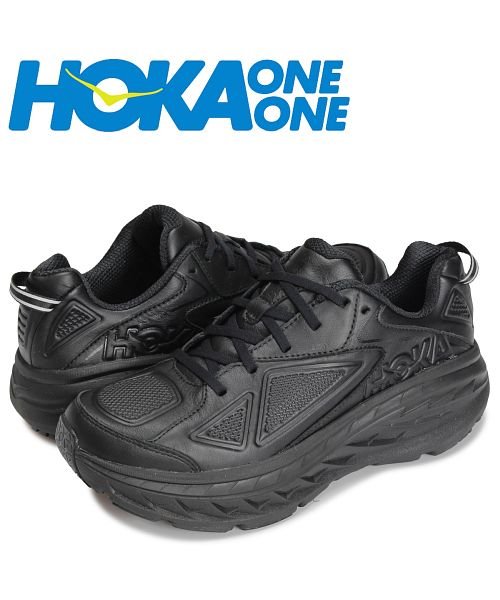Hoka Oneone ホカオネオネ ボンダイ レーザー スニーカー メンズ 厚底 Bondi Leather ブラック 黒 ホカオネオネ Hokaoneone Magaseek