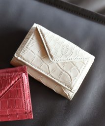 sankyoshokai(サンキョウショウカイ)/クロコダイルレザー三つ折りミニ財布/アイボリー