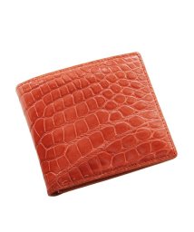 sankyoshokai(サンキョウショウカイ)/クロコダイルレザー折り財布シャイニング加工両カード/オレンジ