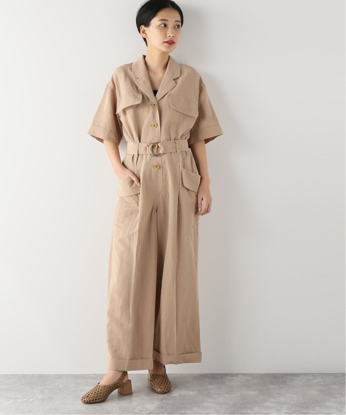 khaki safari jumpsuit