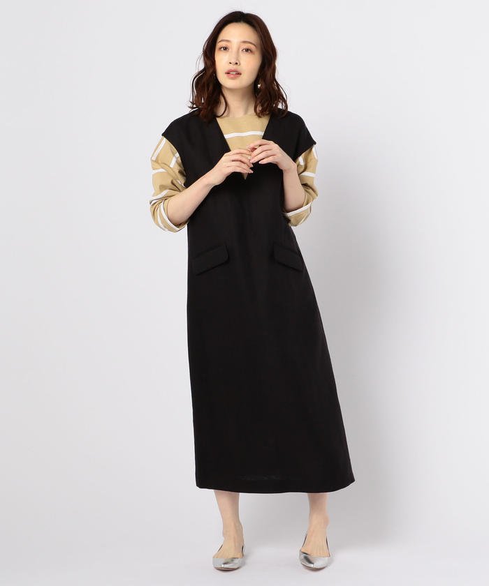 セール へリンボンvネックワンピース ノーリーズ Nolley S Magaseek