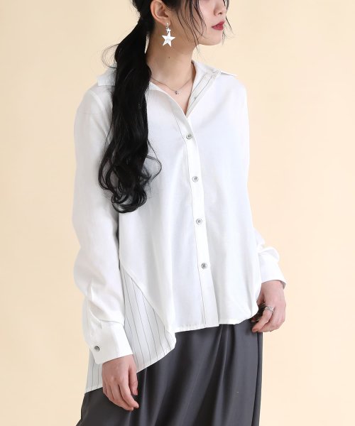 切替ストライプシャツ オシャレウォーカー Osharewalker Magaseek