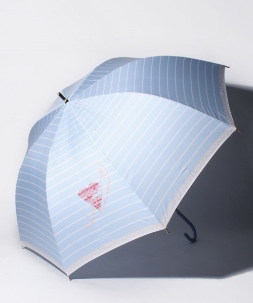 LANVIN en Bleu(umbrella)(ランバンオンブルー（傘）)/耐風傘　130周年記念ボーダー/サックスブルー