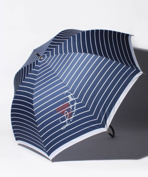 LANVIN en Bleu(umbrella)(ランバンオンブルー（傘）)/耐風傘　130周年記念ボーダー/ネイビーブルー