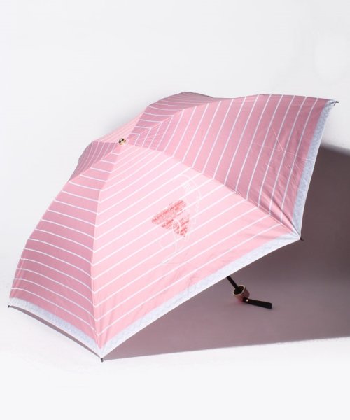 LANVIN en Bleu(umbrella)(ランバンオンブルー（傘）)/折りたたみ傘　130周年記念ボーダー/ピンク