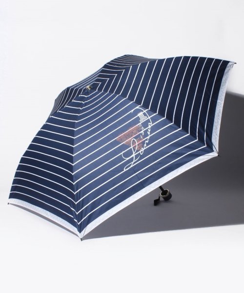 LANVIN en Bleu(umbrella)(ランバンオンブルー（傘）)/折りたたみ傘　130周年記念ボーダー/ネイビーブルー