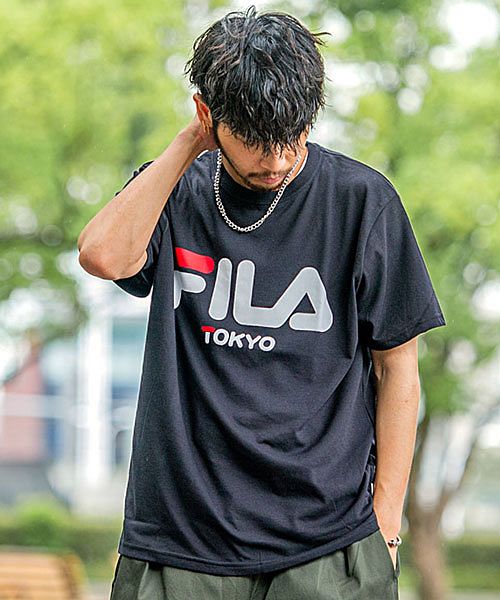 FILA プリントTシャツ メンズ ブランド オシャレ トップス 半袖 FILA フィラ 半袖Tシャツ プリント ロゴ ブランド ホワイト ブラック  ネイビー