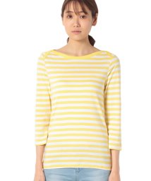 BENETTON (women)(ベネトン（レディース）)/コットンボートネックボーダー7分袖Tシャツ・カットソー/ホワイト×イエロー