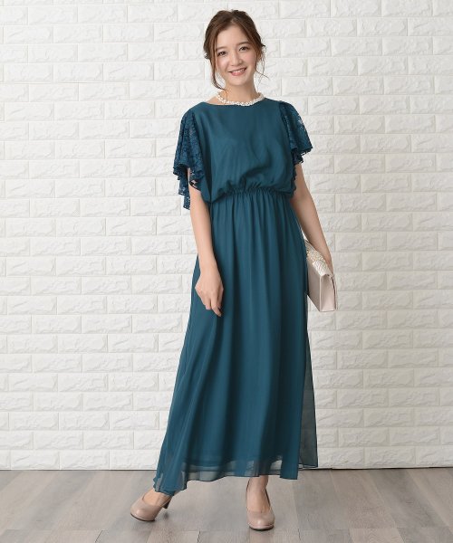 レース袖ロング丈シフォンワンピース ドレス レースレディース Lace Ladies Magaseek レース袖ロング丈シフォンワンピース ドレス レースレディース Lace Ladies Magaseek