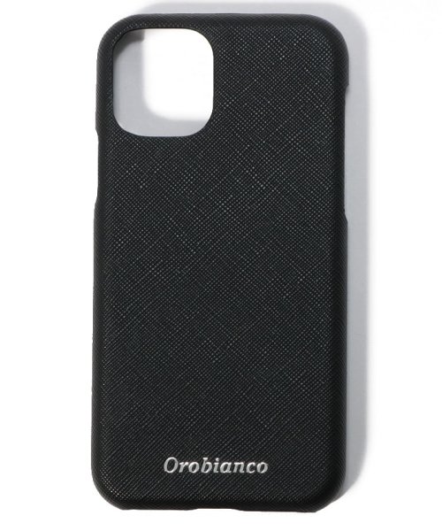 Orobianco（Smartphonecase）(オロビアンコ（スマホケース）)/サフィアーノ調” PU Leather Back Case(iPhone 11Pro)/BLACK