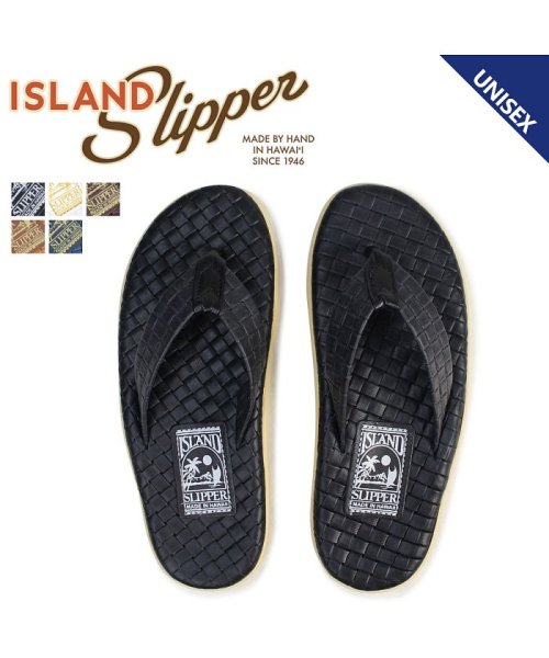 ISLAND SLIPPER(アイランドスリッパ)/アイランドスリッパ ISLAND SLIPPER サンダル トングサンダル メンズ レディース レザー ITALIAN WEAVE PT202SAS/ブラック