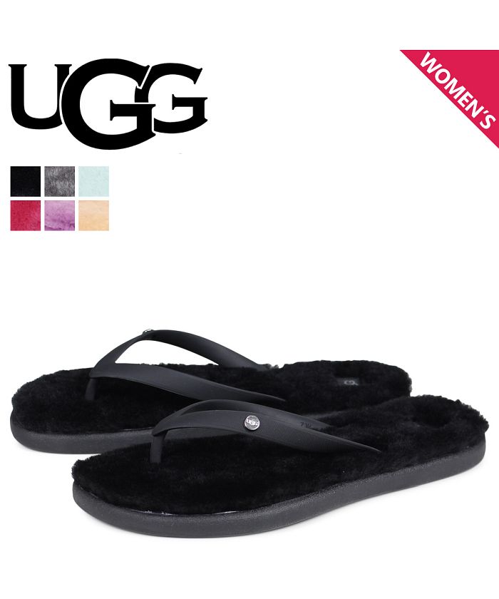 UGG アグ サンダル ビーチサンダル フラッフィー 2 レディース ファー WOMENS FLUFFIE 2 FLIP FLOP ブラック グレー  ライト グ