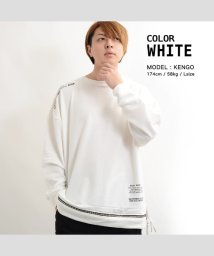 1111clothing(ワンフォークロージング)/裾ZIPレタリングビッグトレーナー 男女兼用 ユニセックス 人気 ブランド ワンフォー 1111/ホワイト