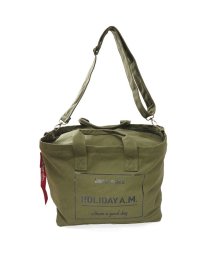 Holiday A.M.(ホリデーエーエム)/バッグ トート ショルダー 2WAY メンズ レディース 大きいサイズ フタ付き 布 帆布 HolidayA.M./カーキ