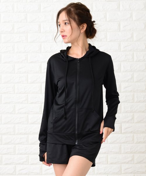 セール ラッシュガードパーカー ショートパンツ上下2点セットアップ レースレディース Lace Ladies Magaseek