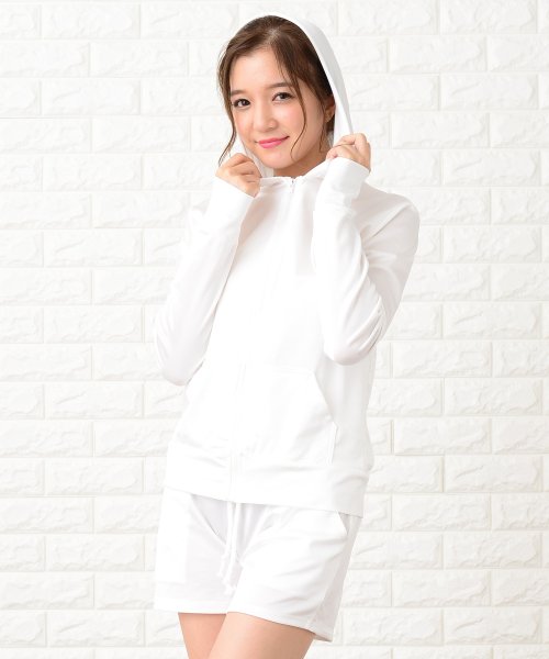 ラッシュガードパーカー ショートパンツ上下2点セットアップ レースレディース Lace Ladies Magaseek