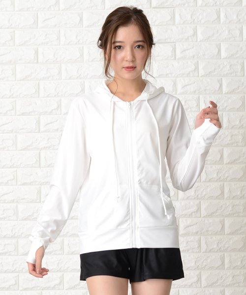 ラッシュガードパーカー ショートパンツ上下2点セットアップ レースレディース Lace Ladies Magaseek