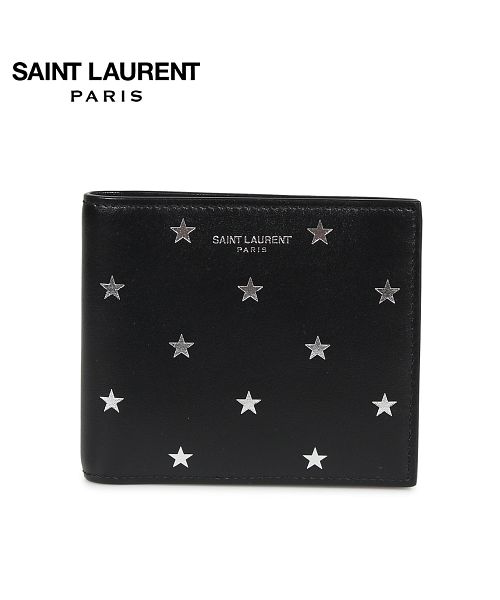 サンローラン パリ SAINT LAURENT PARIS 財布 二つ折り 本革 メンズ レディース STAR PRINT WALLET ブラック 黒  3963