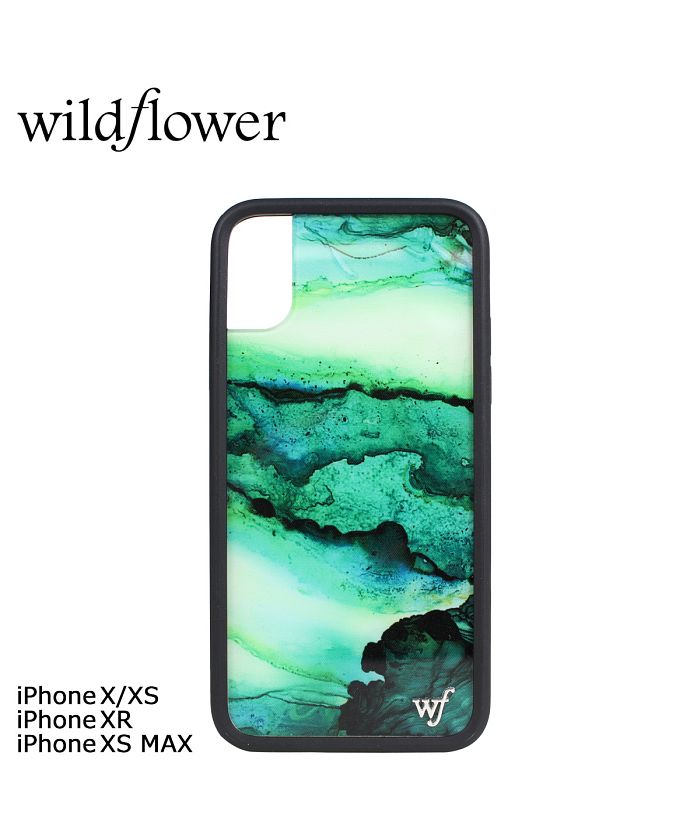 wildflower ワイルドフラワー iPhone XR X XS MAX ケース スマホ 携帯 アイフォン スマホ 携帯 レディース マーブル  グリーン E