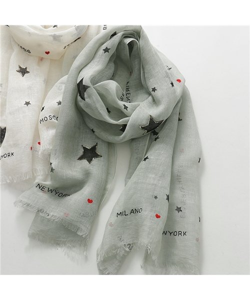 セール Citrus シトラス C カラー2色 リネン 大判 ストール ガーゼショール スター ハート刺繍 スパンコール装飾 レディース シトラス Citrus Magaseek
