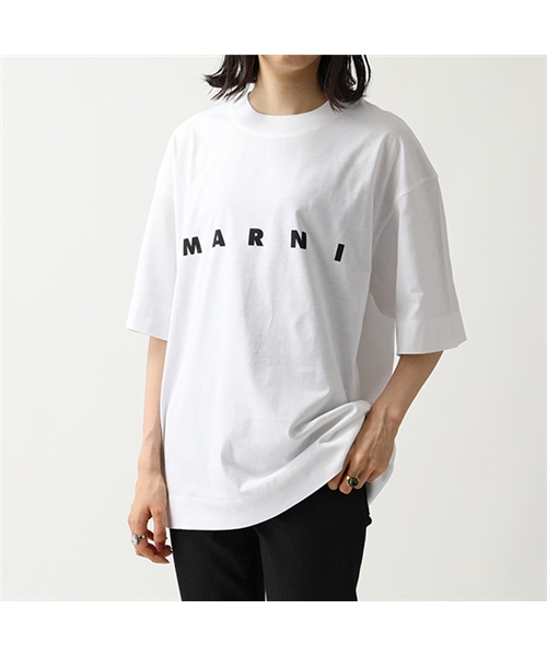 【MARNI(マルニ)】THJET49EPB SCP89 クルーネック オーバーサイズ 半袖 Tシャツ カットソー ロゴT  L0W01/LILY－WHITE レ