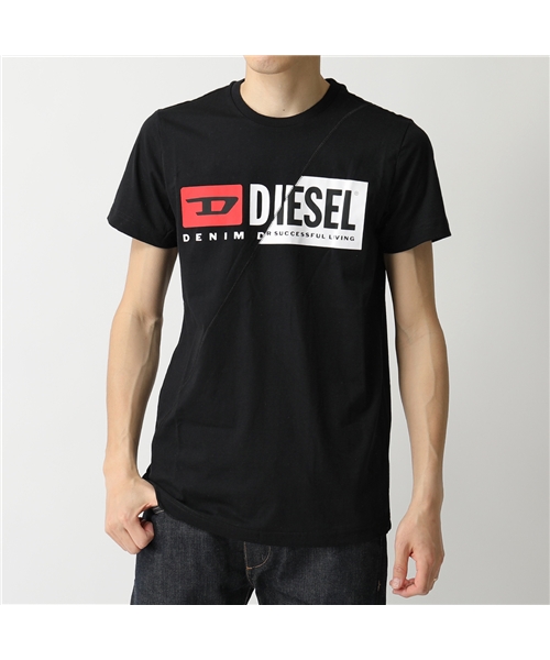 【DIESEL(ディーゼル)】00SDP1 0091A T－DIEGO－CUTY クルーネック 半袖 Tシャツ カットソー Wロゴ 900 メンズ