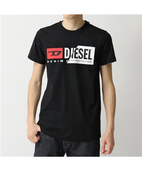 DIESEL(ディーゼル)/【DIESEL(ディーゼル)】00SDP1 0091A T－DIEGO－CUTY クルーネック 半袖 Tシャツ カットソー Wロゴ 900 メンズ/ブラック