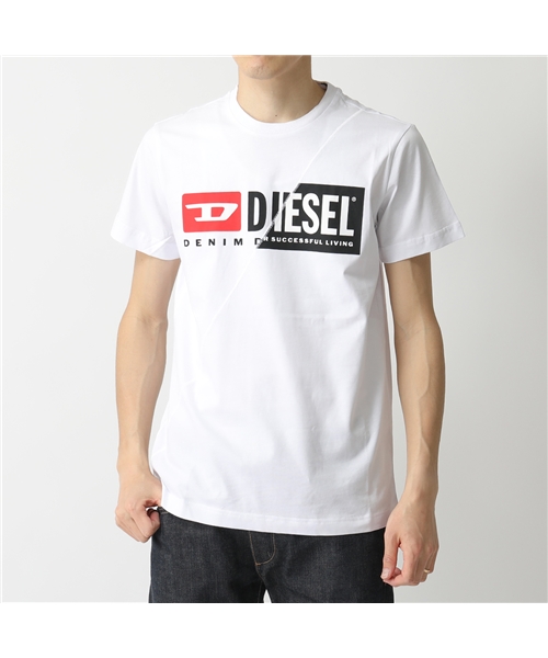 【DIESEL(ディーゼル)】00SDP1 0091A T－DIEGO－CUTY クルーネック 半袖 Tシャツ カットソー Wロゴ 100 メンズ