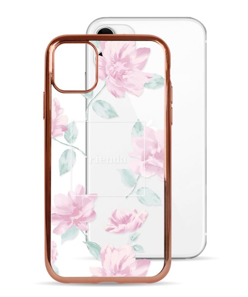 rienda(リエンダ)/iPhone11 ケース リエンダ rienda メッキクリアケース Lace Flower ピンク スマホケース iphone11 ケース iphonexr/ピンク